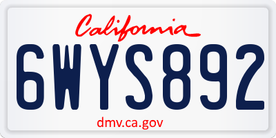 CA license plate 6WYS892