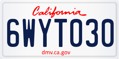 CA license plate 6WYT030