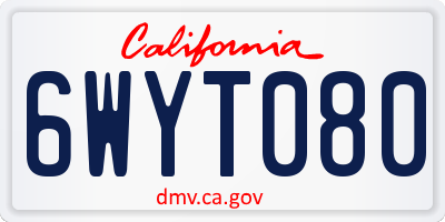 CA license plate 6WYT080