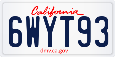 CA license plate 6WYT93