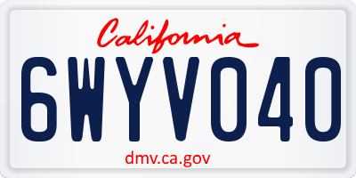CA license plate 6WYV040
