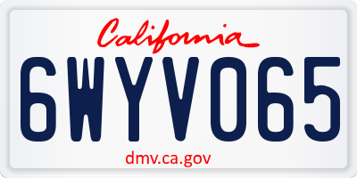 CA license plate 6WYV065