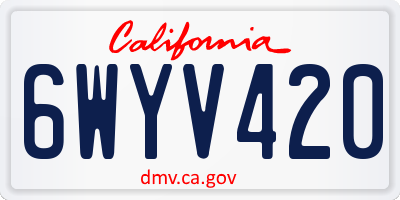 CA license plate 6WYV420