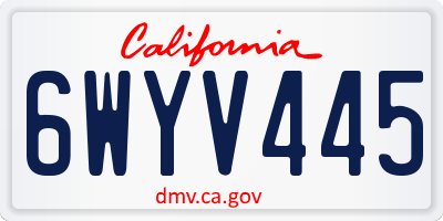 CA license plate 6WYV445