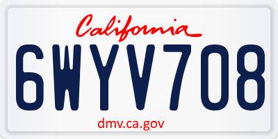CA license plate 6WYV708