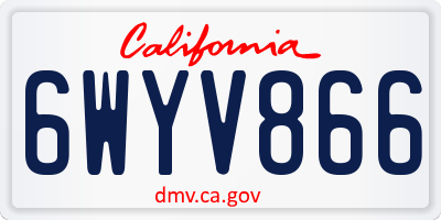 CA license plate 6WYV866