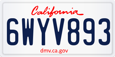 CA license plate 6WYV893