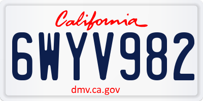 CA license plate 6WYV982