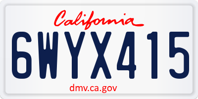 CA license plate 6WYX415