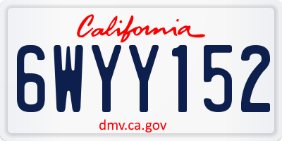 CA license plate 6WYY152