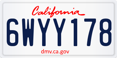 CA license plate 6WYY178