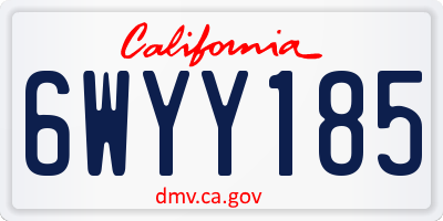 CA license plate 6WYY185