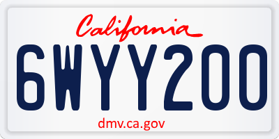 CA license plate 6WYY200