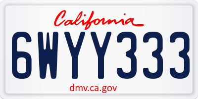 CA license plate 6WYY333