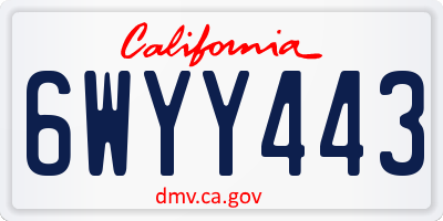 CA license plate 6WYY443