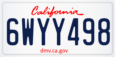 CA license plate 6WYY498