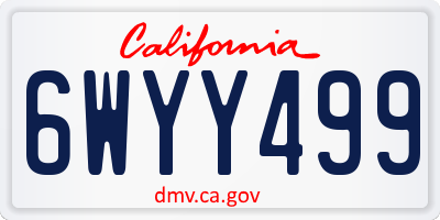 CA license plate 6WYY499