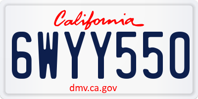 CA license plate 6WYY550