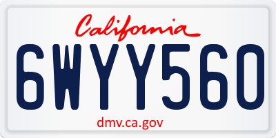 CA license plate 6WYY560