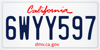 CA license plate 6WYY597