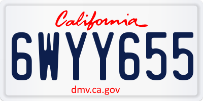 CA license plate 6WYY655