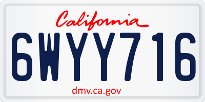 CA license plate 6WYY716