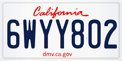 CA license plate 6WYY802