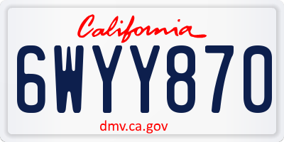 CA license plate 6WYY870