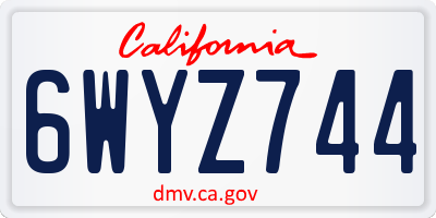 CA license plate 6WYZ744