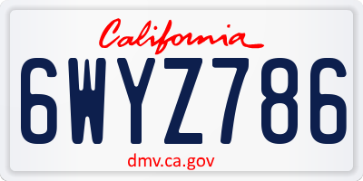 CA license plate 6WYZ786