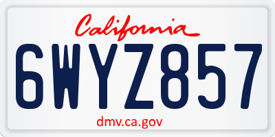 CA license plate 6WYZ857