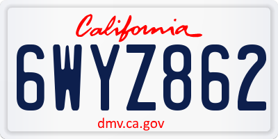 CA license plate 6WYZ862
