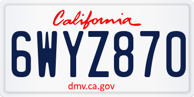 CA license plate 6WYZ870