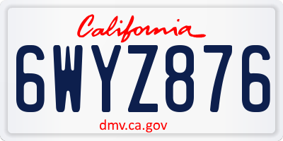 CA license plate 6WYZ876