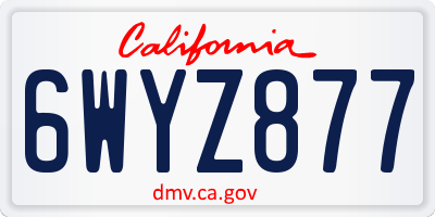 CA license plate 6WYZ877