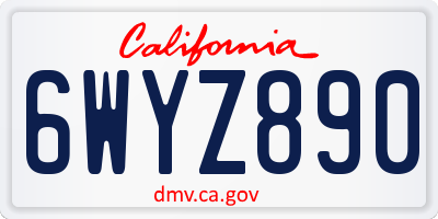 CA license plate 6WYZ890