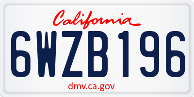 CA license plate 6WZB196