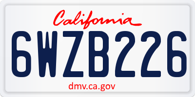 CA license plate 6WZB226