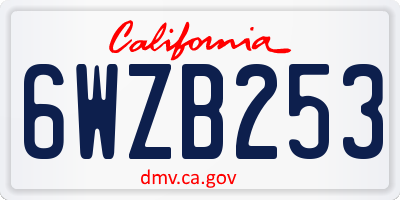 CA license plate 6WZB253