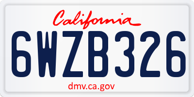 CA license plate 6WZB326