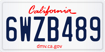 CA license plate 6WZB489