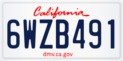 CA license plate 6WZB491