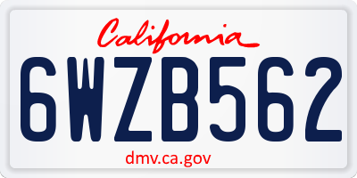 CA license plate 6WZB562