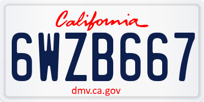 CA license plate 6WZB667