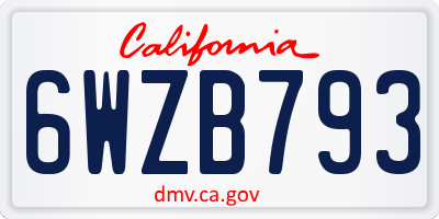 CA license plate 6WZB793