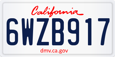 CA license plate 6WZB917