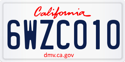 CA license plate 6WZC010