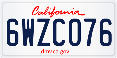 CA license plate 6WZC076