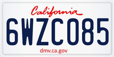 CA license plate 6WZC085