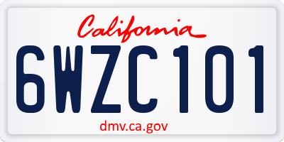 CA license plate 6WZC101